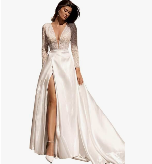 Zhunis A-Line Illusion Wedding Dress (Milk / Nude)